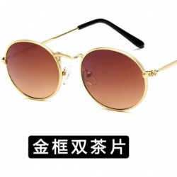 Round Fashion Classical Metal Oval Eye Women Retro Yellow Luxury Mirror Round Sunglasses Vintage Lens Sun Glasses - CL198ZLKE...