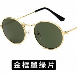 Round Fashion Classical Metal Oval Eye Women Retro Yellow Luxury Mirror Round Sunglasses Vintage Lens Sun Glasses - CL198ZLKE...