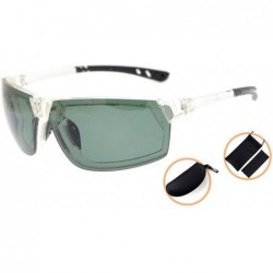 Sport Polycarbonate Polarized TR90 Unbreakable Sport Sunglasses - Clear/G15 - CZ12O8GZ9LN $15.96