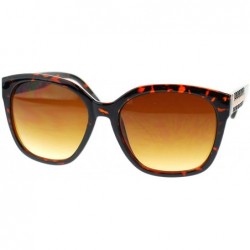 Oversized Luxury Metal Chain Link Trim Large Butterfly Sunglasses - Tortoise - CA11YNNIBZN $12.73