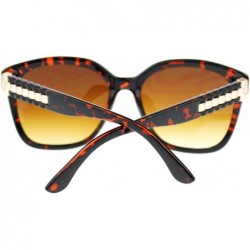 Oversized Luxury Metal Chain Link Trim Large Butterfly Sunglasses - Tortoise - CA11YNNIBZN $12.73