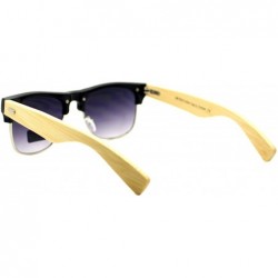 Square Real Bamboo Temple Sunglasses Square Designer Top Fashion Shades - Black (Smoke) - CA187KAXA2H $20.18