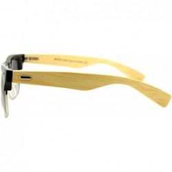 Square Real Bamboo Temple Sunglasses Square Designer Top Fashion Shades - Black (Smoke) - CA187KAXA2H $20.18