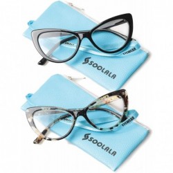 Butterfly Womens Oversized Fashion Cat Eye Eyeglasses Frame Large Reading Glasses - 2 Pairs / Black and Yellow Glass - CN12O8...