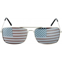 Aviator Square Silver USA Flag Aviator Sunglasses - CZ11MQUJ479 $8.08