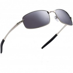 Sport Men's Sport Polarized Sunglasses Spring Hinge Metal Driving Shades - Silver / Polarized Mirror Silver - CE18ID3SGE4 $16.16