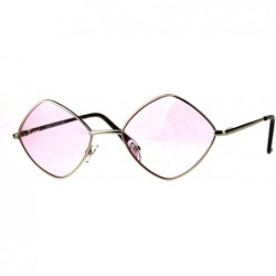 Square Diamond Shape Sunglasses Vintage Indie Fashion Color Lens Spring Hinge - Gold (Pink) - CK18EO4ZDWU $19.51