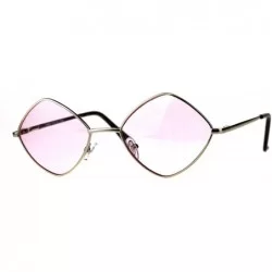 Square Diamond Shape Sunglasses Vintage Indie Fashion Color Lens Spring Hinge - Gold (Pink) - CK18EO4ZDWU $10.52