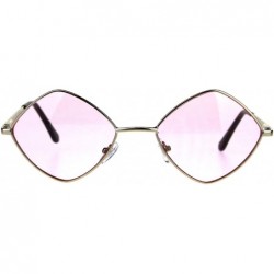 Square Diamond Shape Sunglasses Vintage Indie Fashion Color Lens Spring Hinge - Gold (Pink) - CK18EO4ZDWU $10.52