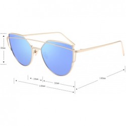 Cat Eye Street Fashion Cat Eye Mirrored Metal Sunglasses for Women 7805 - Blue - CN18Q6RYI9T $13.66