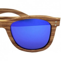 Aviator Wood Sunglasses with Polarized Lens Striped Wood Frame with Wooden Box - Blue - CM12HKE9RIV $28.13