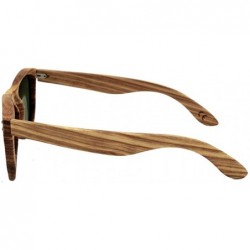 Aviator Wood Sunglasses with Polarized Lens Striped Wood Frame with Wooden Box - Blue - CM12HKE9RIV $28.13