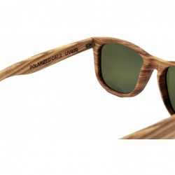 Aviator Wood Sunglasses with Polarized Lens Striped Wood Frame with Wooden Box - Blue - CM12HKE9RIV $28.13