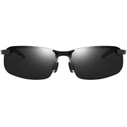 Sport Men's Fashion Driving Sports Polarized Sunglasses UV Protection Sunglasses for Men - Black+black - CA18R5II5H8 $8.29