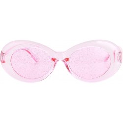 Oversized Bold Retro Oval Mod Thick Frame Sunglasses Round Lens Kurt Cobain Clout Goggles - Clear Pink Pink - CB18HLO0Z8A $10.66