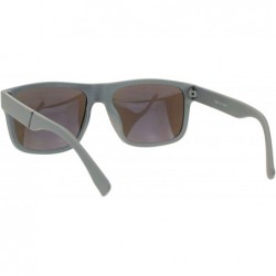 Rectangular Mens Matte Plastic Sport Horn Rim Color Mirror Lens Sunglasses - Grey Blue Mirror - C318Q6QUNLI $7.63