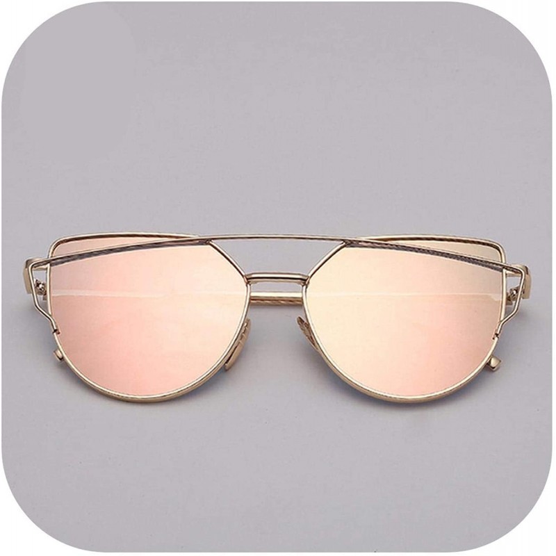 Cat Eye Designer Cat Eye Sunglasses Women Vintage Metal Reflective Glasses Mirror Retro Oculos De Sol Gafas - C119853WO8Y $28.30