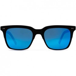 Square Eyewear - Billie - Designer Square Sunglasses for Men and Women - Matte Black + Blue Mirror - CL197XRIQ20 $89.14