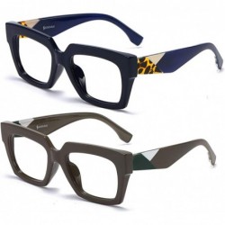 Cat Eye Anti-Blue Blocker Light Square Reading Glasses w/Leopard Arms - 2 Pairs /Anti Blue - Blue+gray - C918YKTD2T9 $48.55