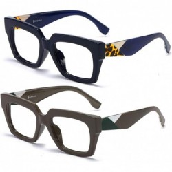 Cat Eye Anti-Blue Blocker Light Square Reading Glasses w/Leopard Arms - 2 Pairs /Anti Blue - Blue+gray - C918YKTD2T9 $40.74