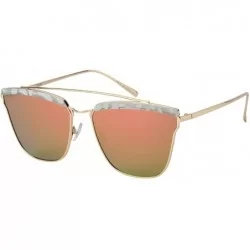 Square Women's Chic Square Sunnies with Flat Color Mirror Lens 32209-FLREV - White Demi - C412ODWN3S1 $19.11