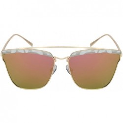Square Women's Chic Square Sunnies with Flat Color Mirror Lens 32209-FLREV - White Demi - C412ODWN3S1 $9.31