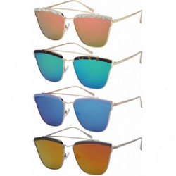 Square Women's Chic Square Sunnies with Flat Color Mirror Lens 32209-FLREV - White Demi - C412ODWN3S1 $9.31