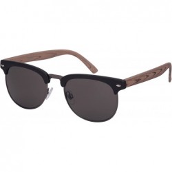 Semi-rimless Vintage Inspired Half Frame Wood Pattern Sunglasses 540916WD-SD - Matte Black+ Brown - C312F0H6J27 $18.13