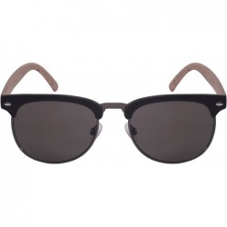 Semi-rimless Vintage Inspired Half Frame Wood Pattern Sunglasses 540916WD-SD - Matte Black+ Brown - C312F0H6J27 $7.25