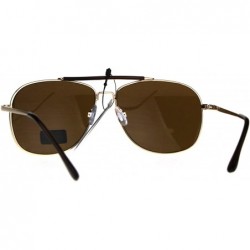 Rectangular Mens Air Force Rectangular Police Flat Top Pilots Sunglasses - Gold Brown - CM1884Z63CZ $12.07