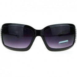 Wrap Womens Rectangular Shield Sunglasses Rhinestones Animal Prints - Black Purple - CF11VVMX2UN $8.99