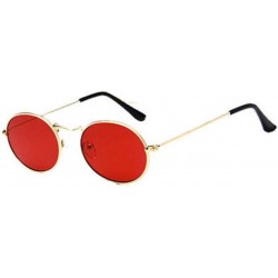 Oval Vintage Oval Sunglasses Women Fashion Classic Small Face Metal Designer Sun Glasses Travel (B) - B - CK1902NCXZO $18.26