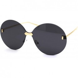 Round Womens Luxury Mod Rimless Round Chic Sunglasses - Gold Black - C018WAXRDII $23.13