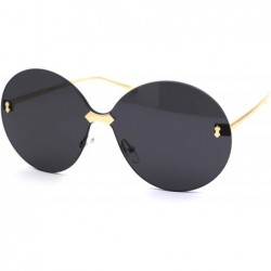 Round Womens Luxury Mod Rimless Round Chic Sunglasses - Gold Black - C018WAXRDII $11.72