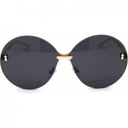 Round Womens Luxury Mod Rimless Round Chic Sunglasses - Gold Black - C018WAXRDII $11.72