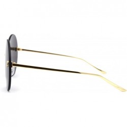 Round Womens Luxury Mod Rimless Round Chic Sunglasses - Gold Black - C018WAXRDII $11.72