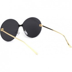 Round Womens Luxury Mod Rimless Round Chic Sunglasses - Gold Black - C018WAXRDII $11.72