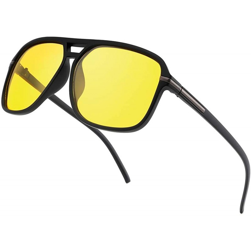 Sport Polarized Sports Sunglasses UV400 Protection for Men Women Lightweight Double Bridge Design Sun Glasses - Yellow - CP19...