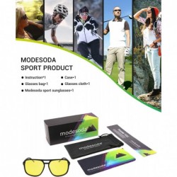 Sport Polarized Sports Sunglasses UV400 Protection for Men Women Lightweight Double Bridge Design Sun Glasses - Yellow - CP19...