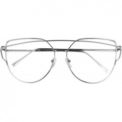 Aviator Fashion Crossbar Sunglasses - Silver - C917YCRYM7S $19.29