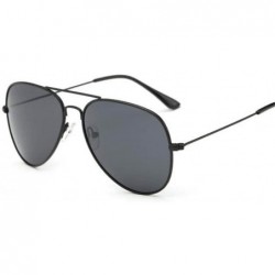 Rectangular Men's Aviation Sunglasses Women Driving Alloy Frame Polit Mirror Sun Glasses - Black Gray - CS194OEUT53 $38.12