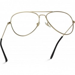 Oversized Premium Elegant Metal Frame Retro Vintage Aviator Glasses - Gold/Blue Light - C917WWYX30Z $19.35