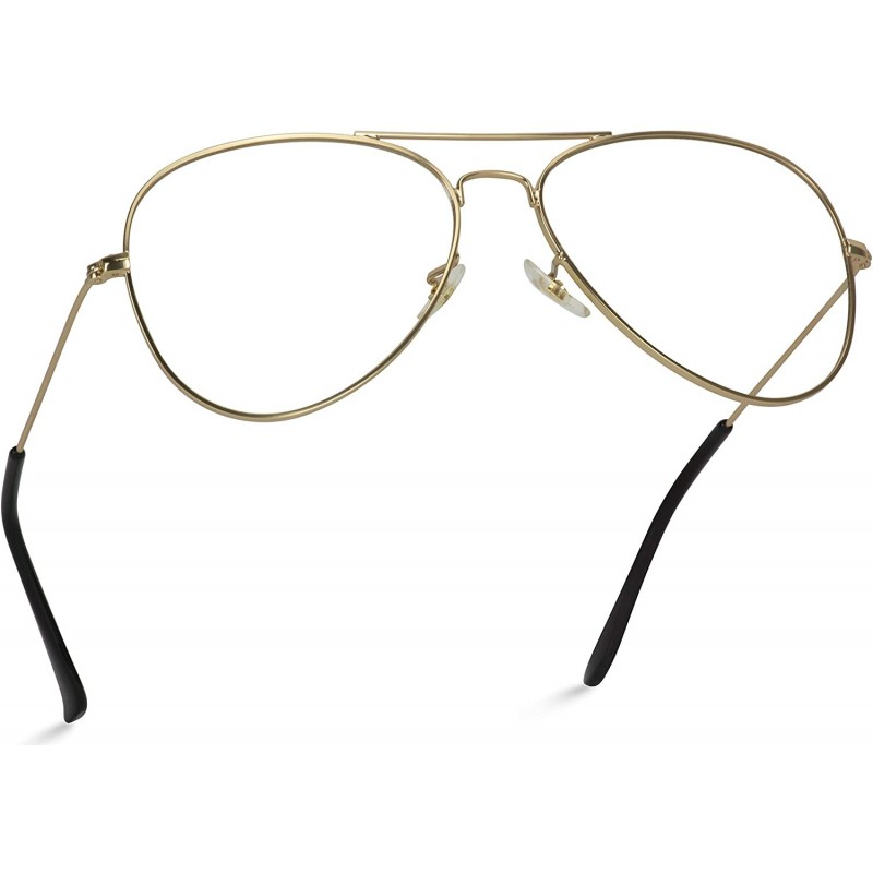 Oversized Premium Elegant Metal Frame Retro Vintage Aviator Glasses - Gold/Blue Light - C917WWYX30Z $8.75