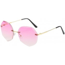 Aviator Sunglasses for Women Gradient Oversized Rimless Polygon Cutting Colorful Lens Fashion - Gradient Purple - CW1902RZR04...