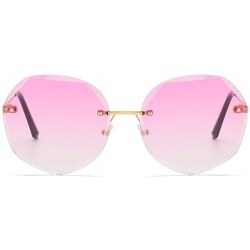 Aviator Sunglasses for Women Gradient Oversized Rimless Polygon Cutting Colorful Lens Fashion - Gradient Purple - CW1902RZR04...