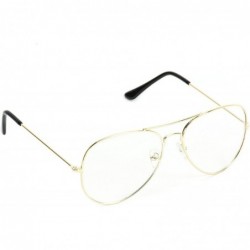 Oversized Premium Elegant Metal Frame Retro Vintage Aviator Glasses - Gold/Blue Light - C917WWYX30Z $8.75