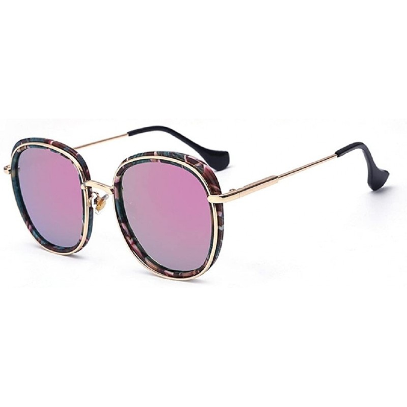 Goggle Vintage Mirror Flat Metal Round Circle Frame Fashion Sunglasses - Flower - C51838Z9S2O $8.82
