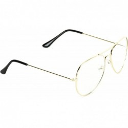 Oversized Premium Elegant Metal Frame Retro Vintage Aviator Glasses - Gold/Blue Light - C917WWYX30Z $8.75