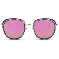 Goggle Vintage Mirror Flat Metal Round Circle Frame Fashion Sunglasses - Flower - C51838Z9S2O $8.82