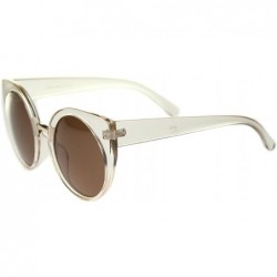 Cat Eye Women's High Fashion Oversize Round Lens Cat Eye Sunglasses 55mm - Clear-gold / Brown - C712J18F4KJ $9.07